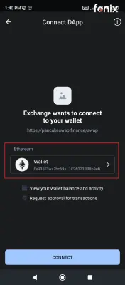 مرحله 5: انتقال ارز از پنکیک سواپ به تراست ولت