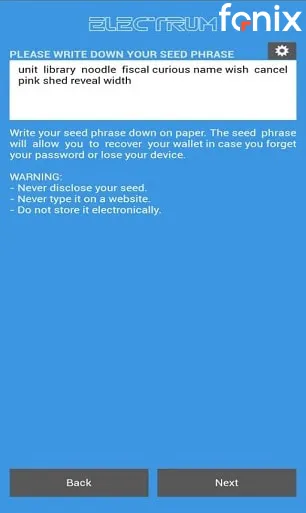 ایجاد عبارت بازیابی (Seed Phrase)