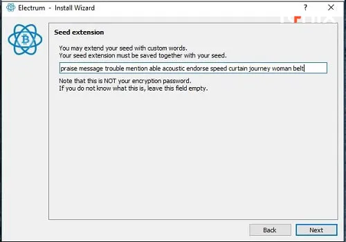 مرحله سوم ایجاد و نصب کیف پول