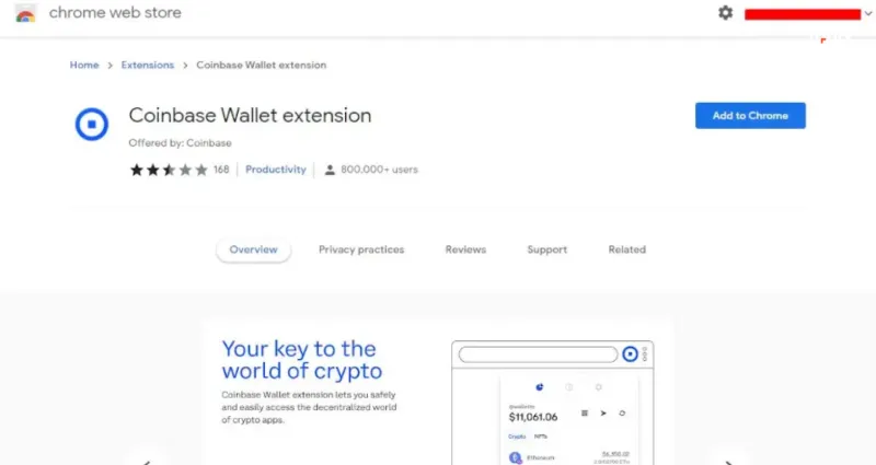 مرحله اول: نصب افزونه کوین بیس والت